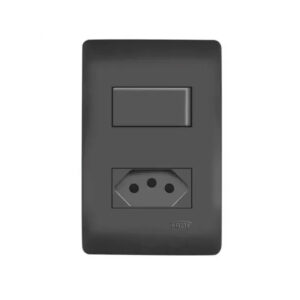 Interruptor Simples/Tomada 2P+T 10A - HABITAT BLACK