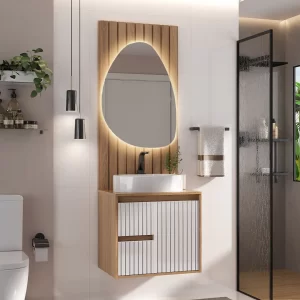 Gabinete Clarice Branco C/ Tampo E Espelho C/ Led 60CM FABRIBAM