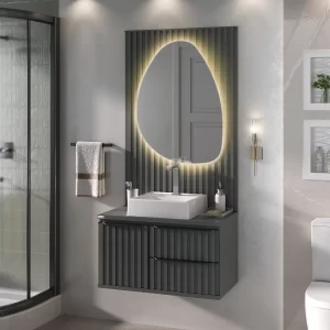 Gabinete Conjunto Cecilia Suspenso 60 Chumbo C/ Painel FABRIBAM